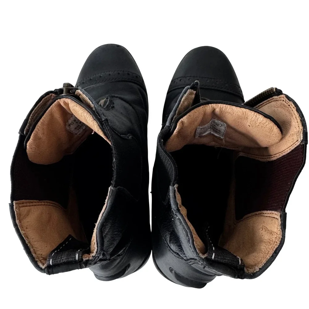 TuffRider Paddock Boots Kids EU 36 Black Good Leather Front Zip Cap Toe RN 51957